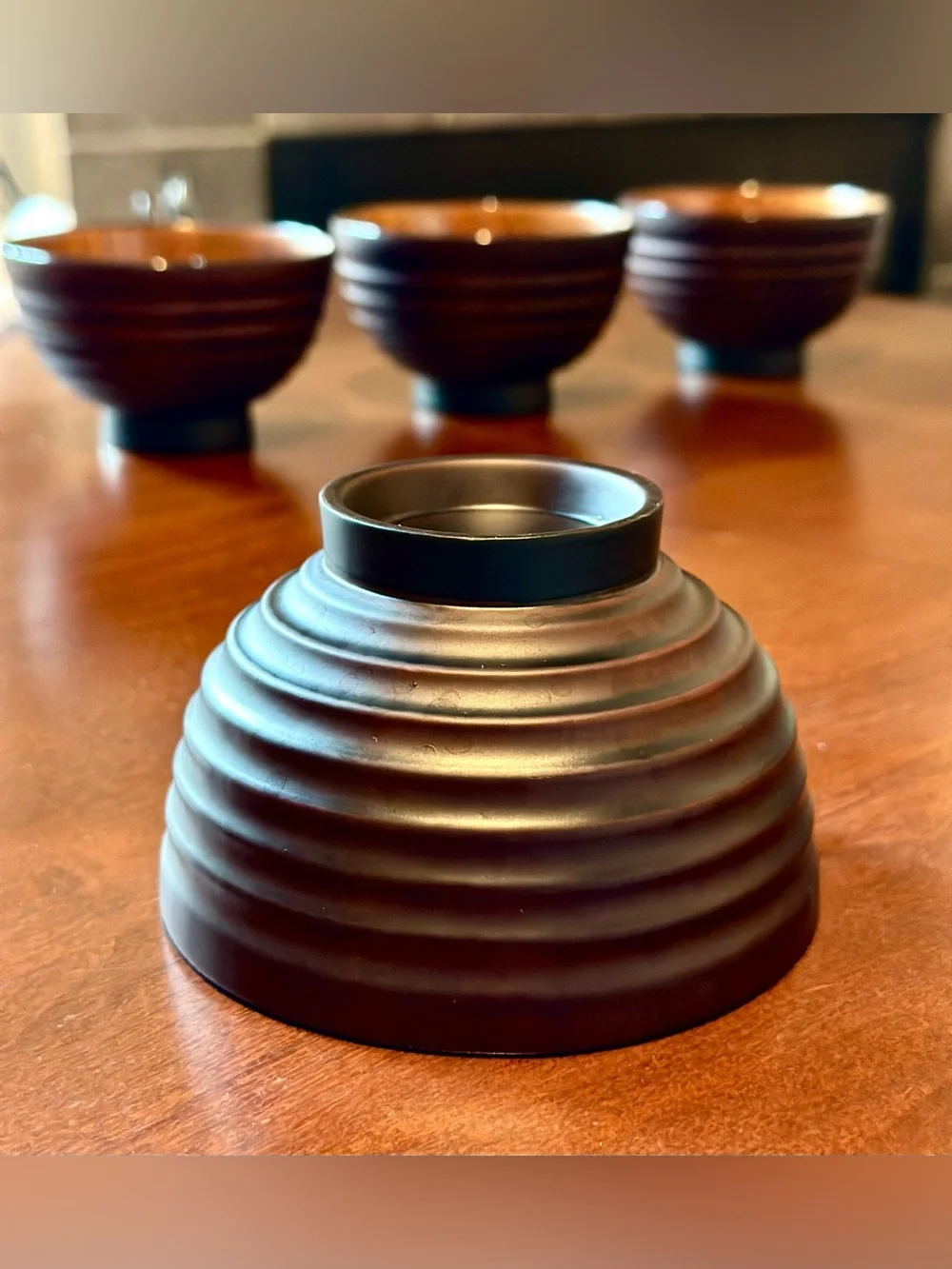 Japanese Wooden Rice/Soup bowls, set of 4 - NEW !!